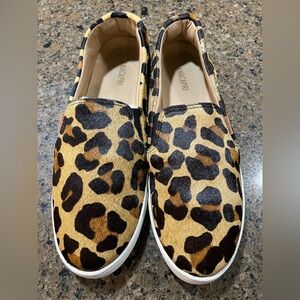 Hot🔥 ANACAPRI Women’s Sz 40 9.5 Calf Hair Leopard Animal Print Slip-On Loafers